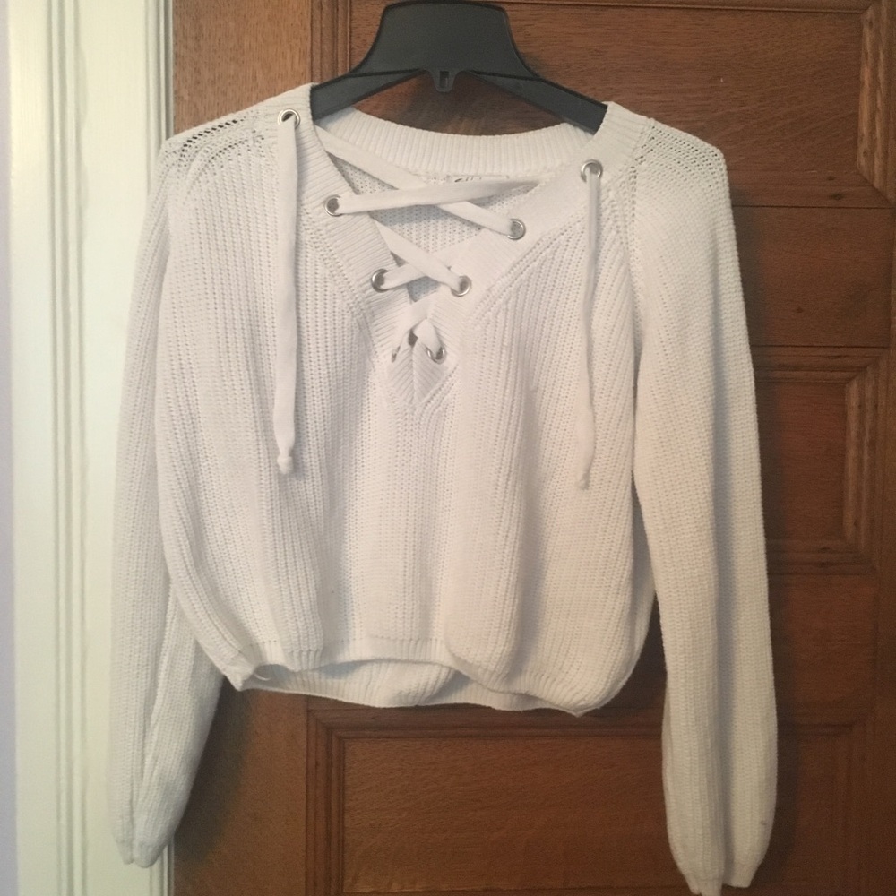 White knit sweater
